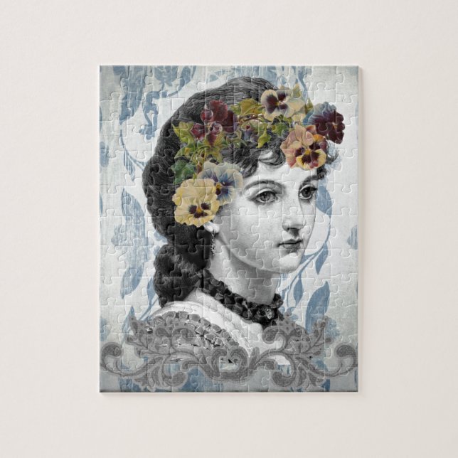 Puzzle Mujer victoriana se mete en el tapiz (Vertical)