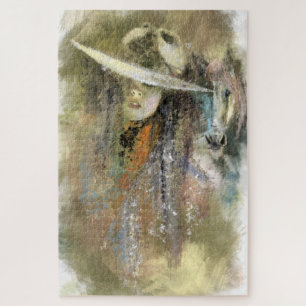 Puzzle Mujer y caballo - Resumen de pintura de arte origi