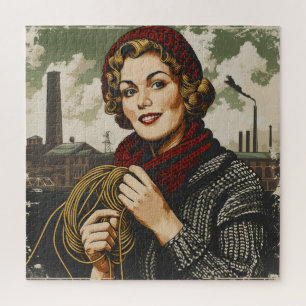 Puzzle Mujer y cosecha de línea