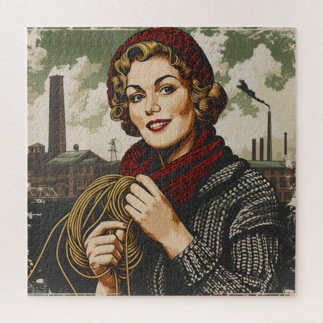 Puzzle Mujer y cosecha de línea (Vertical)
