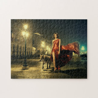 Puzzle Mujer y lobo