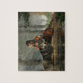 Puzzle Mujer y lobo nativos estadounidenses