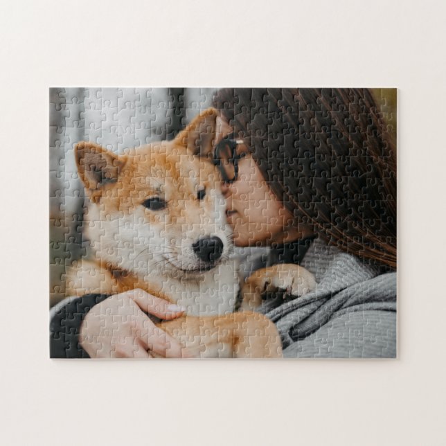 Puzzle Mujer y mascota canina (Horizontal)