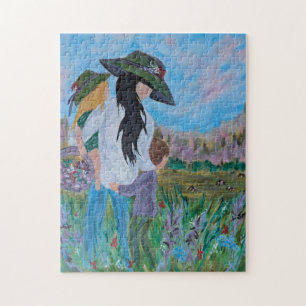 Puzzle Mujer y niños sosteniéndose en una pintura