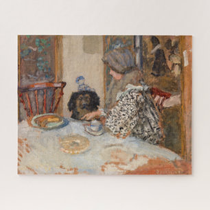 Puzzle Mujer y perro en la mesa   Paul Bonnard