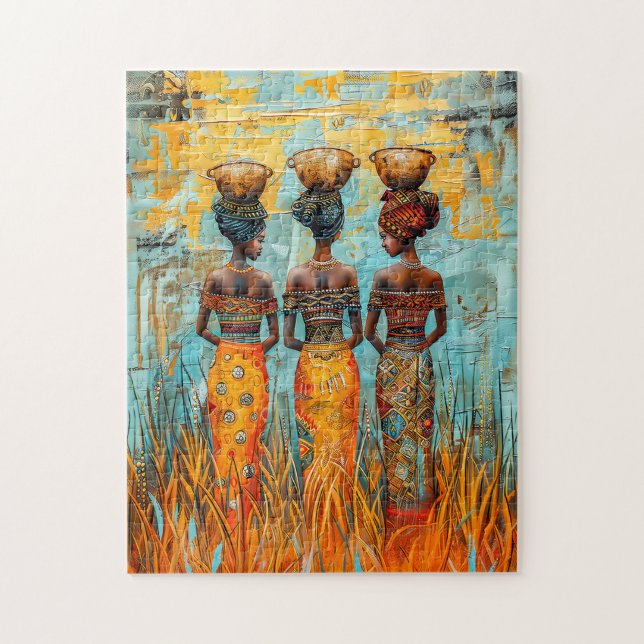 Puzzle Mujeres africanas con tazones de agua (Vertical)