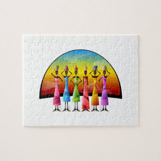 Puzzle Mujeres africanas con un vestido colorido