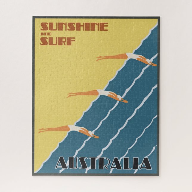 Puzzle Mujeres australianas nadan poster de viajes vintag (Vertical)