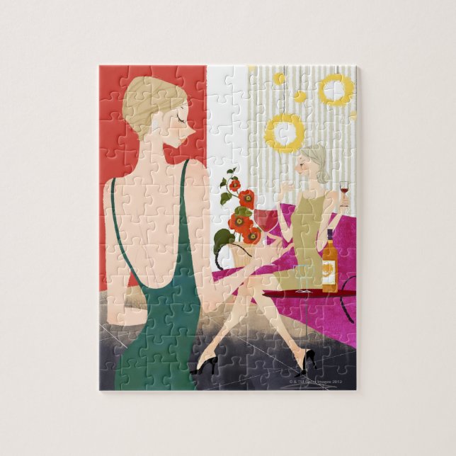 Puzzle Mujeres bebiendo vino (Vertical)