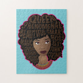 Puzzle Mujeres motivadoras negras, pelo natural, azul