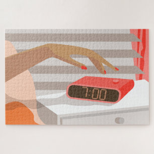 Puzzle Mujeres presionando con la mano el botón de snooze