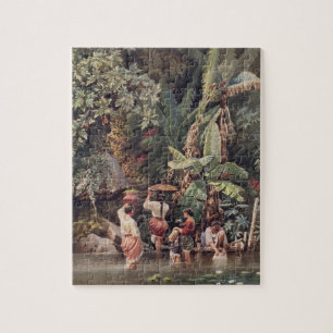 Puzzle Mujeres que se lavan debajo de un árbol de