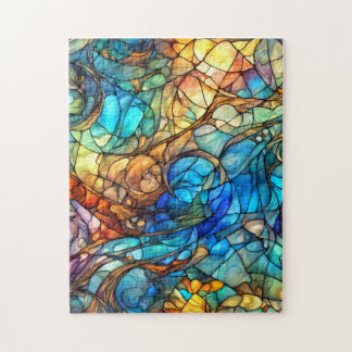 Puzzle Multicolor Abstract 77 Stained Glass style