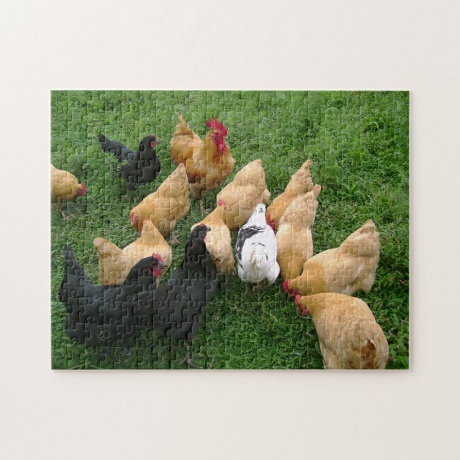 Puzzle Multitud de las gallinas de los gallos de los (Horizontal)