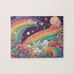 Puzzle Mundo de Fantasía Arcoíris Reino Mágico Colorido