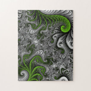 Puzzle Mundo de fantasía verde y gris arte abstracto frac