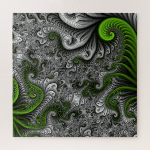Puzzle Mundo de fantasía verde y gris arte abstracto frac