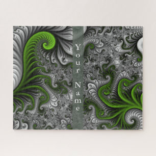Puzzle Mundo de fantasía verde y gris nombre abstracto fr