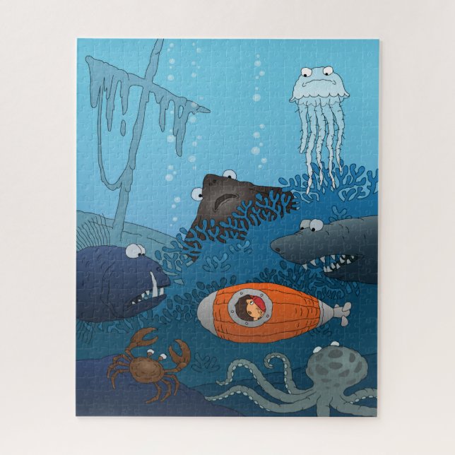 Puzzle Mundo submarino infantil personalizado (Vertical)