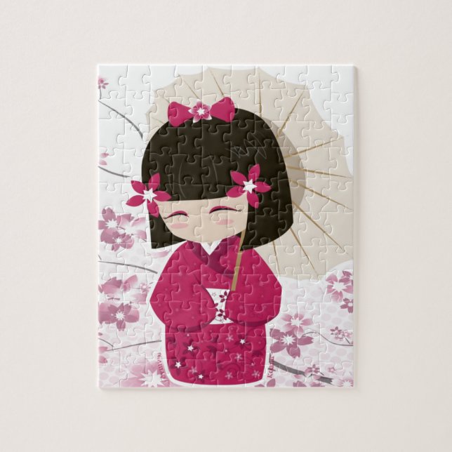Puzzle Muñeca linda de Sakura Kokeshi (Vertical)