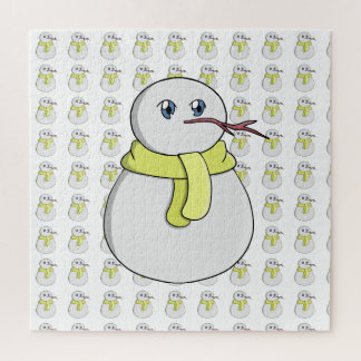 Puzzle Muñeco de nieve con una bufanda amarilla