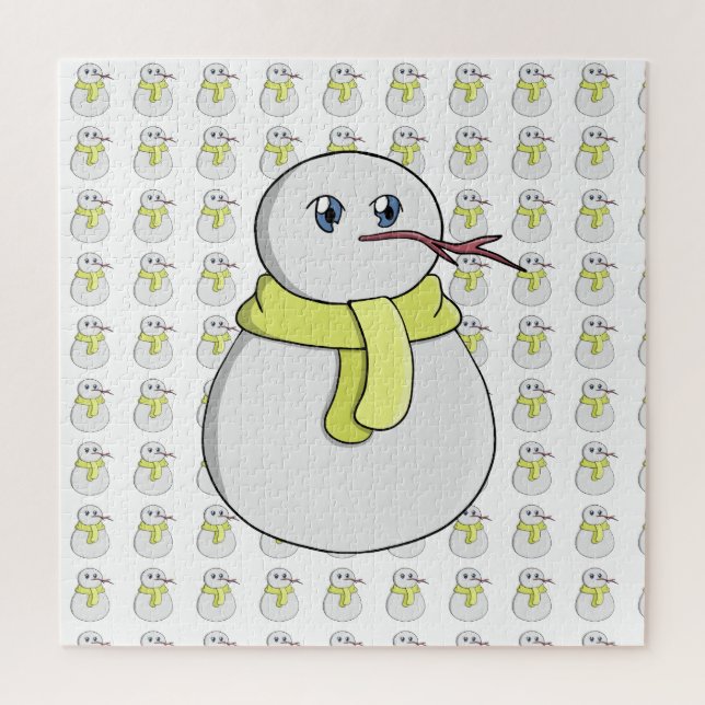 Puzzle Muñeco de nieve con una bufanda amarilla (Vertical)