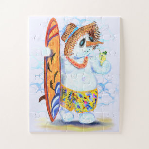 Puzzle Muñeco de nieve divertido de verano Surfista Bebe 