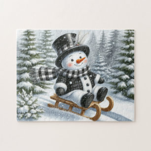 Puzzle Muñeco de nieve en trineo