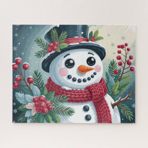 Puzzle Muñeco de nieve festivo con botánicos