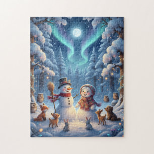 Puzzle Muñecos de nieve Bosques de invierno
