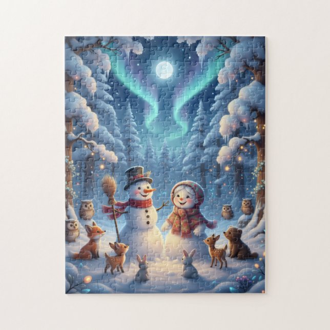 Puzzle Muñecos de nieve Bosques de invierno (Vertical)