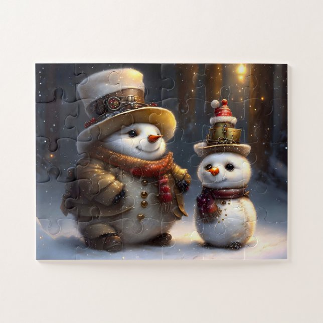 Puzzle Muñecos de nieve lindos (Horizontal)