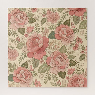 Puzzle Musa Floral Polvorienta - Estilo Batik Rosa Polvo