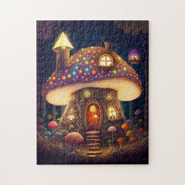 Puzzle Mushroom House Fantasy Art (Vertical)