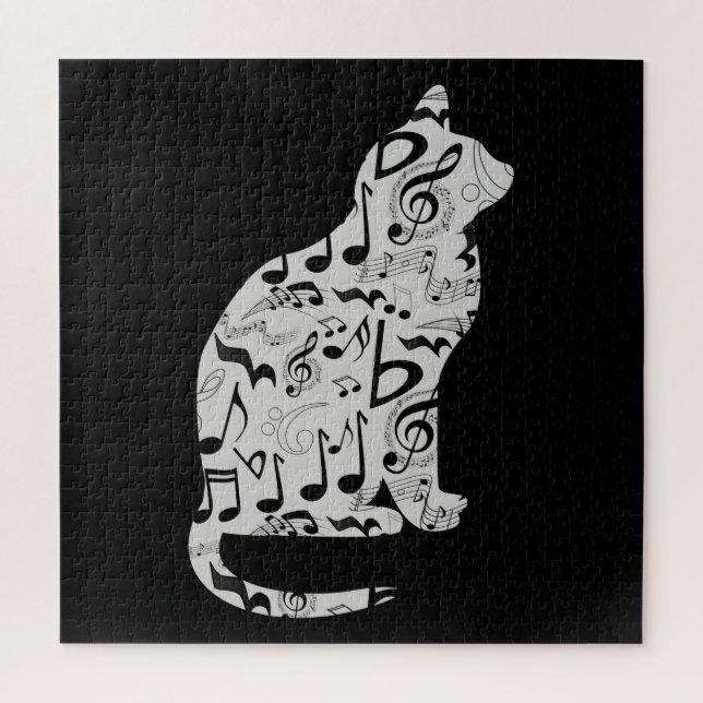 Puzzle Music Notes Cat Lover - Músico Minimalista (Vertical)