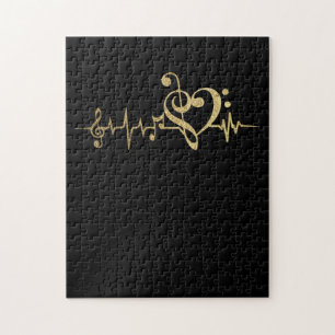 Puzzle Music Pulse Notes Clef Heartbeat