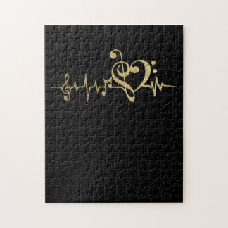 Puzzle Music Pulse Notes Clef Heartbeat