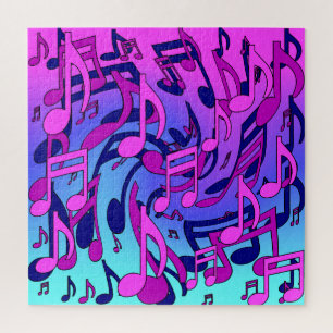 Puzzle Música Hermosa Notas Animadas Rosa Púrpura Azul Aq