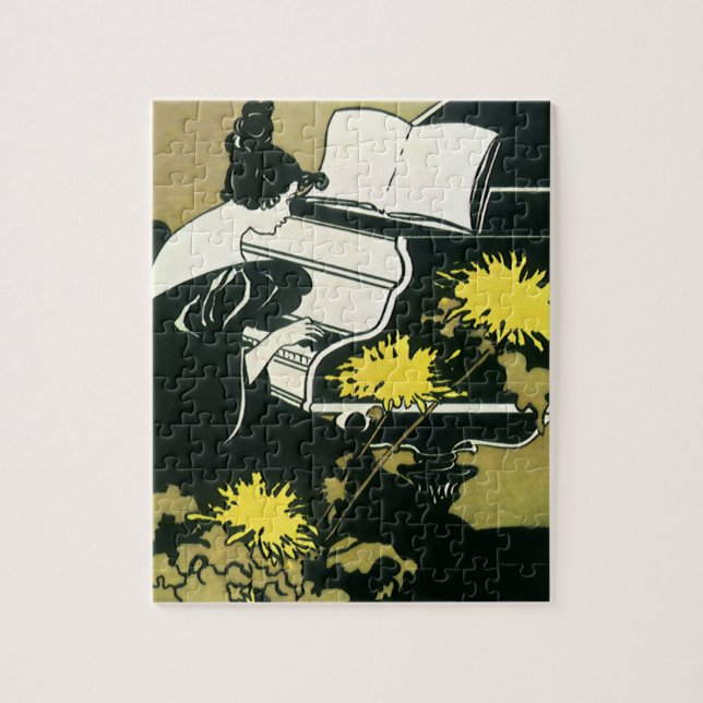 Puzzle Música vintage, Miss Traumerei Tocando Piano, Red (Vertical)