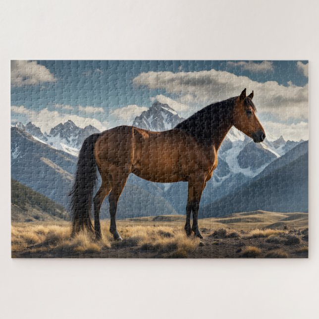 Puzzle Mustang y Montañas (Horizontal)