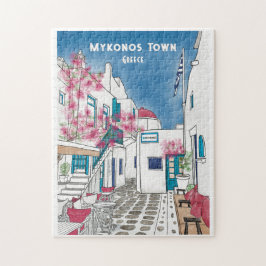 Puzzle Mykonos Greece Colorful Travel Art