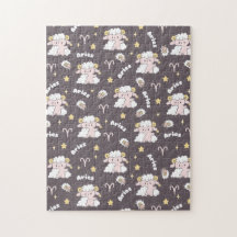 Mystic Aries Zodiac Night Bunny and Ram