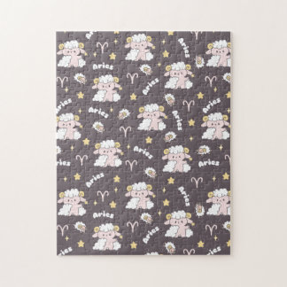 Puzzle Mystic Aries Zodiac Night Bunny and Ram