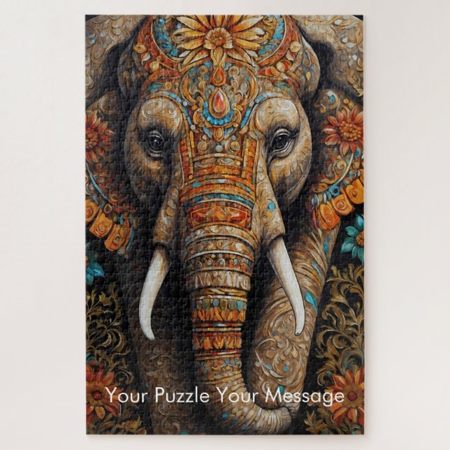 Puzzle Mystic Boho Elephant Mandala (Vertical)