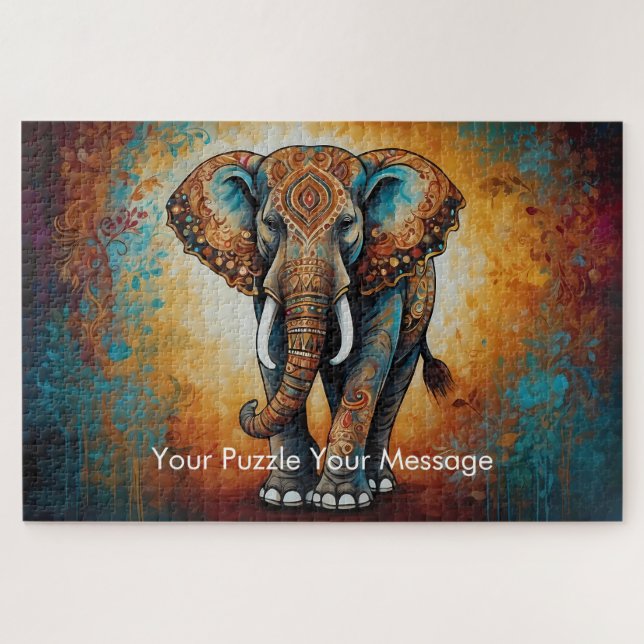 Puzzle Mystic Boho Elephant Mandala (Horizontal)