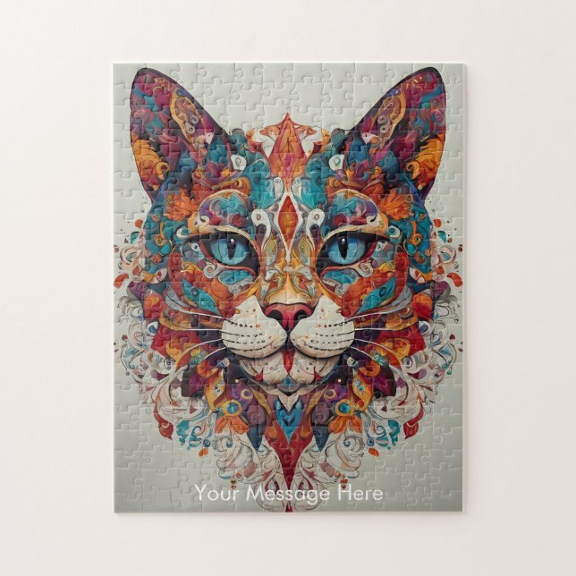 Puzzle Mystic Boho Feline Cat Mandala (Vertical)