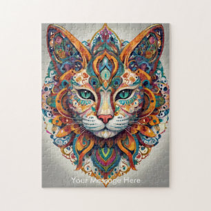 Puzzle Mystic Boho Feline Cat Mandala