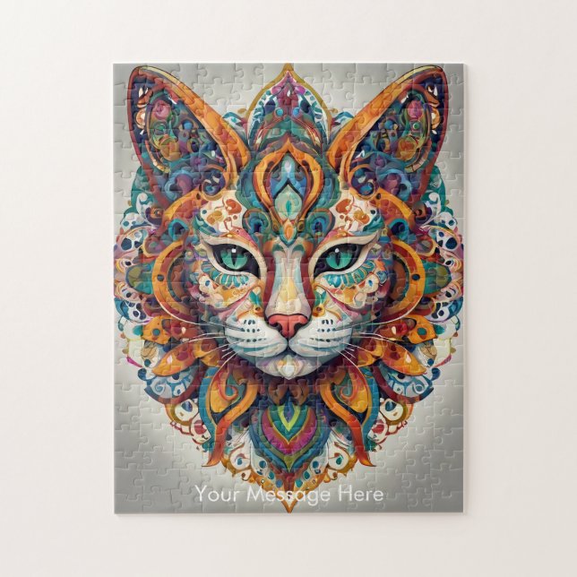 Puzzle Mystic Boho Feline Cat Mandala (Vertical)