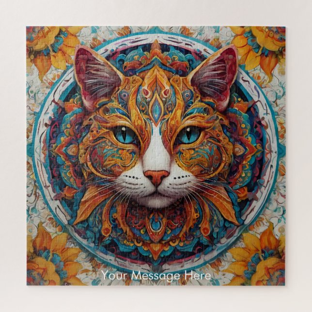 Puzzle Mystic Boho Feline Cat Mandala (Vertical)