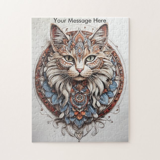 Puzzle Mystic Boho Feline Cat Mandala (Vertical)